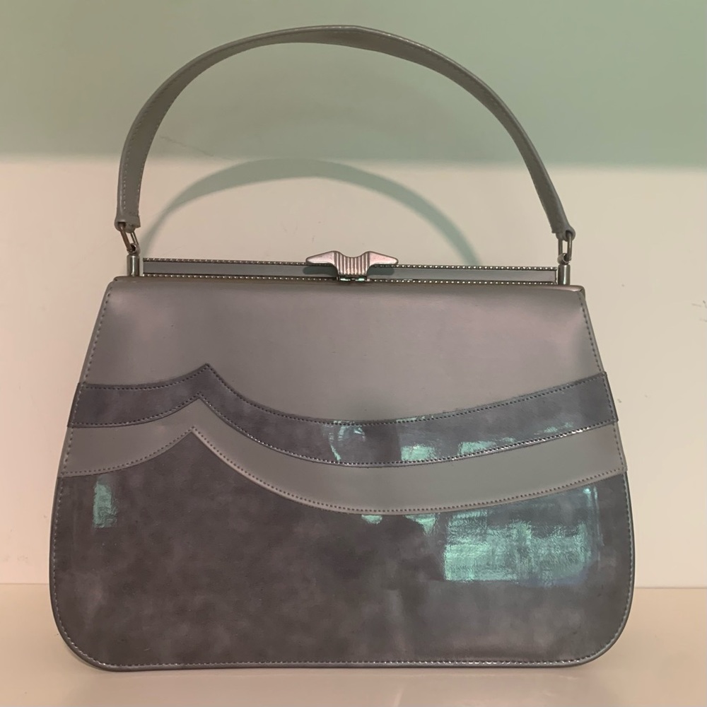 Vintage 1950s Naturalizer Grey Patent Leather Bag